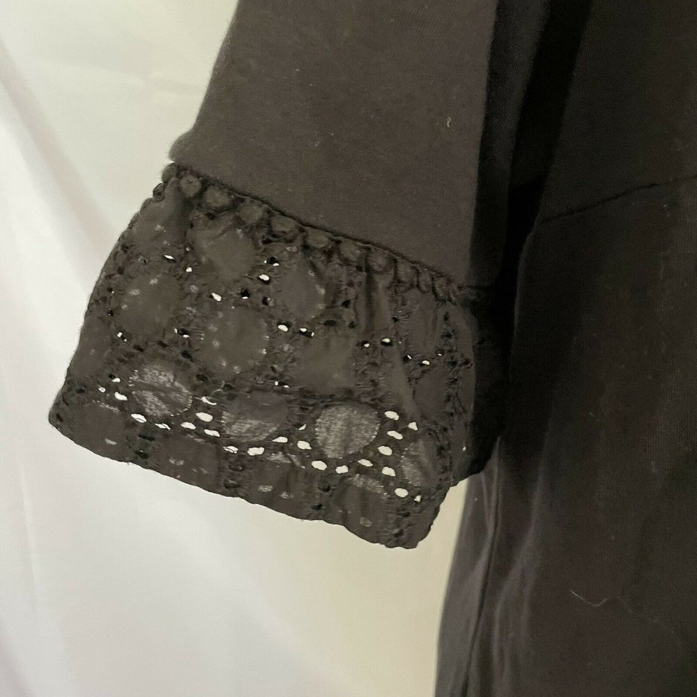 Talbots X Plus Women's Black Shift Dress Eyelet Ruffle Short Sleeve - Picture 3 of 7